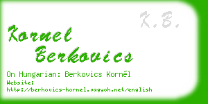 kornel berkovics business card